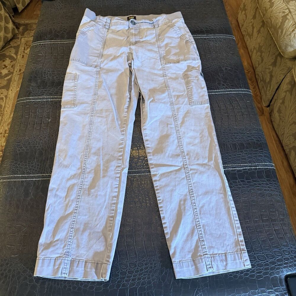 Lee Women’s Cargo Pants Gray Relaxed Fit Mid Rise Straight Leg Size 12 Medium